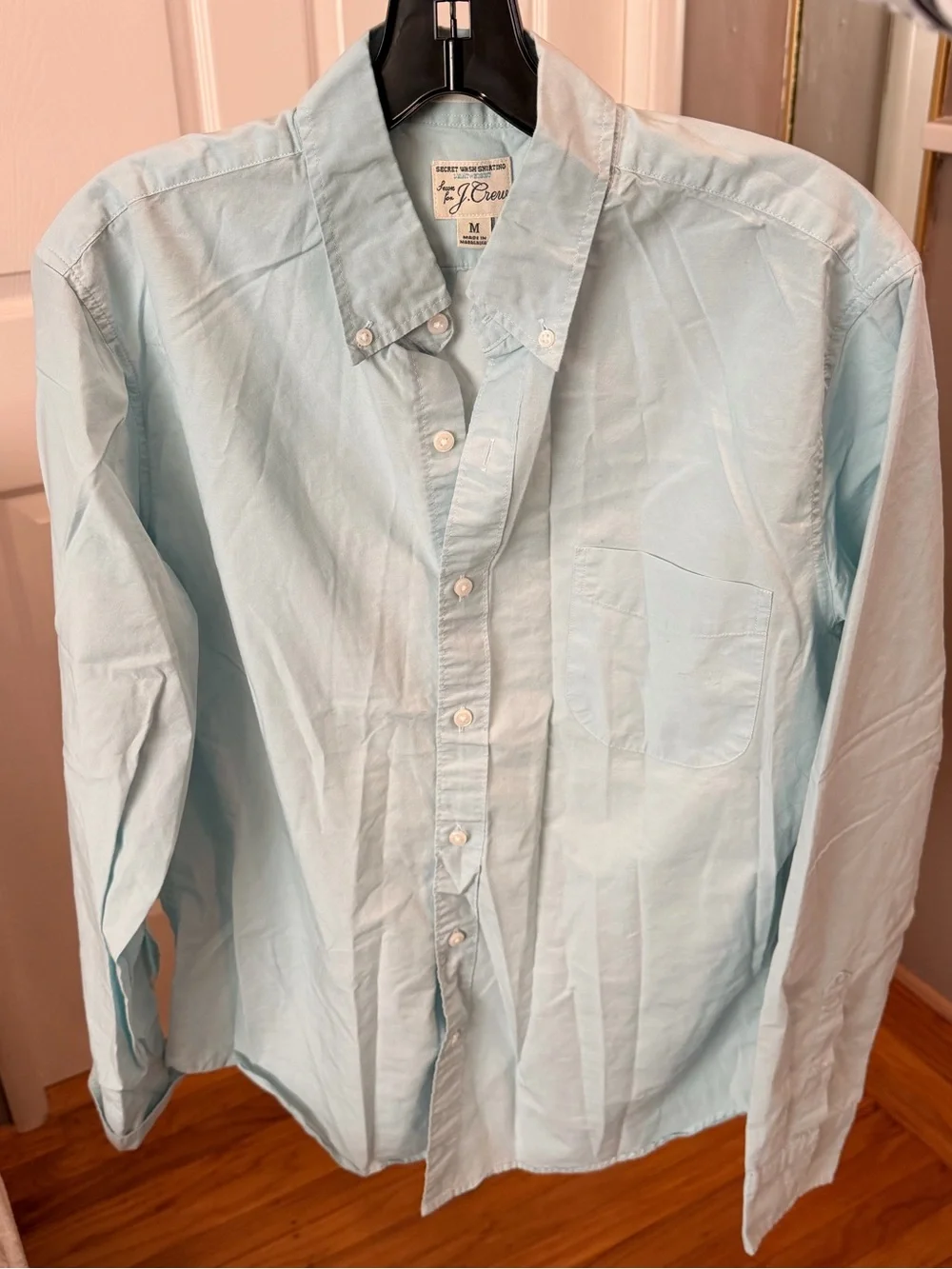J. Crew Men’s Light Aqua Blue Button-Down Slim Secret Wash Shirt #462